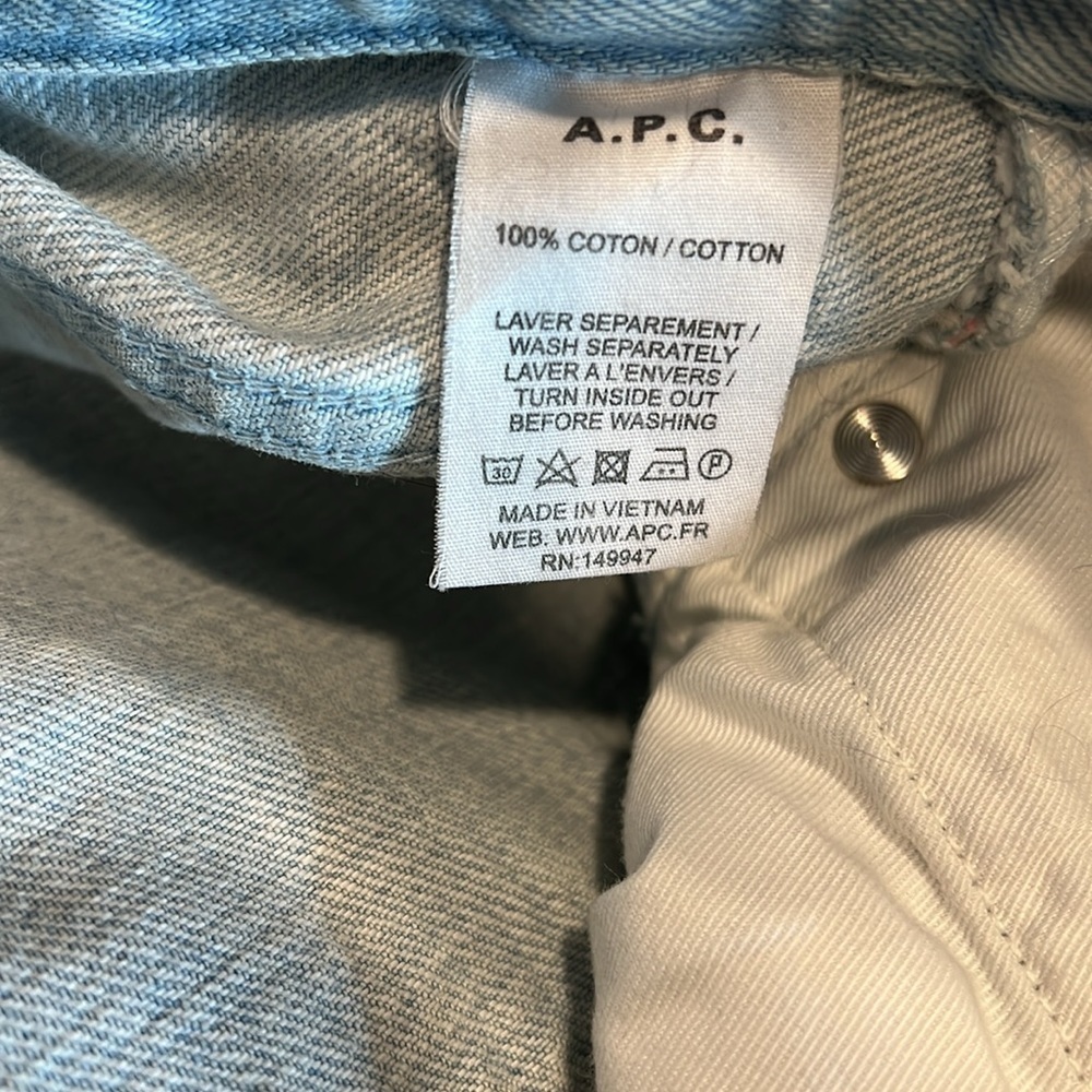 A.P.C. Petit New Standard Light Wash Straight Jeans Size 36 - Picture 9 of 9